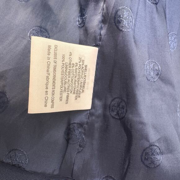 TORU BURCH Emma Navy Metallic Crop Jacket Tweed Fringe Trim Round Neck Size 0 - Picture 6 of 7